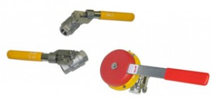 Lever ball valves with dead-man handles